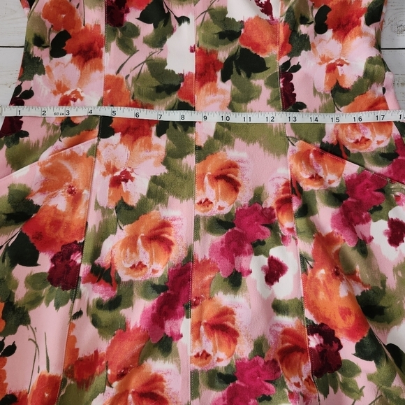 Donna Ricco Bright Floral Bateau Neck Midi Dress Size 12 - Picture 10 of 14